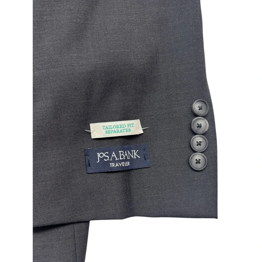 NEW $299 Jos A Bank Traveler 44R Charcoal Blazer Jacket Sport Coat Stretch Wool